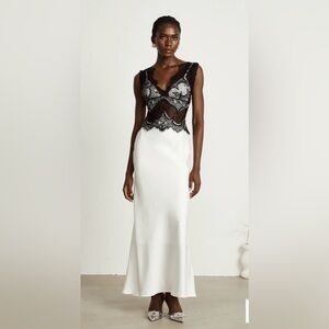 Chic Black and White Lace Maxi Dress